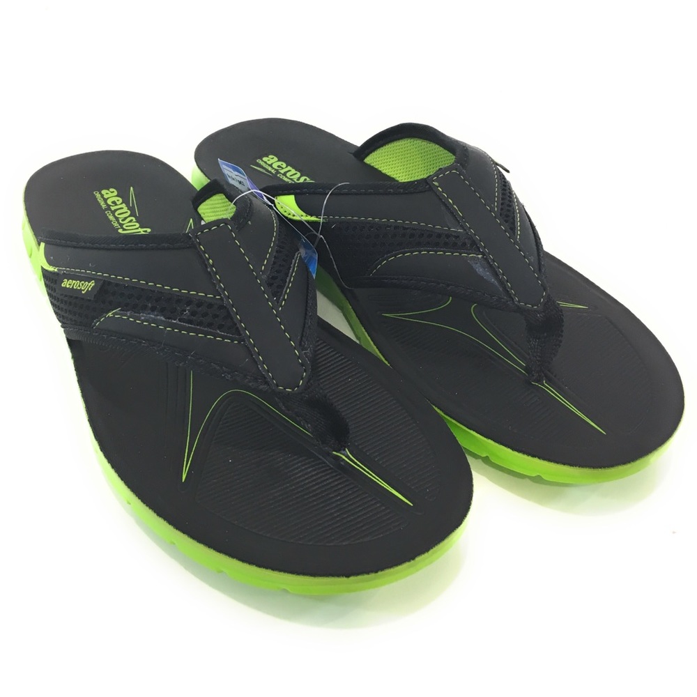 Aerosoft Black green mesh strap sandal 2902